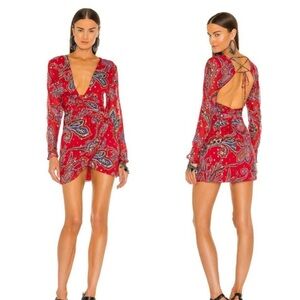 Dundas x Revolve Red Paisley Dress